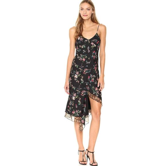 Sam Edelman Women's Black Strappy Floral Mixed Pattern Dress Size 6 - Picture 1 of 9